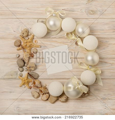 Christmas and New Year. Christmas tree white toys with ribbon. Selective focus.
