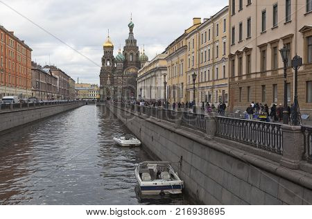 St. Petersburg, Russia - November 1, 2014: Griboyedov Canal and the Cathedral of Christ Resurrection