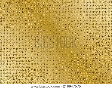 Gold Sequins Texture. Abstract Halftone Background. Vector Golden Pattern Of Round Elements