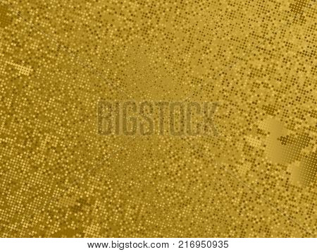 Gold Sequins Texture. Abstract Halftone Background. Vector Golden Pattern Of Round Elements