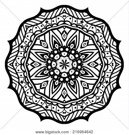 Flower Mandala. Vintage decorative elements. Oriental pattern, vector illustration. Coloring book page. Islam, Arabic, Indian, moroccan spain turkish mystic ottoman motifs