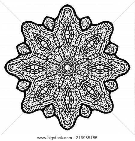 Flower Mandala. Vintage decorative elements. Oriental pattern, vector illustration. Coloring book page. Islam, Arabic, Indian, moroccan spain turkish mystic ottoman motifs