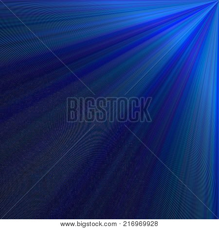 Blue ray light background design - vector graphic from rays from the upper right corner