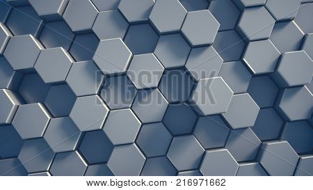 Abstract tech honeycomb background. 3D render