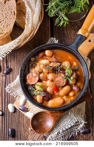 A Fresh And Tasty True Polish Baked Beans With Sausage