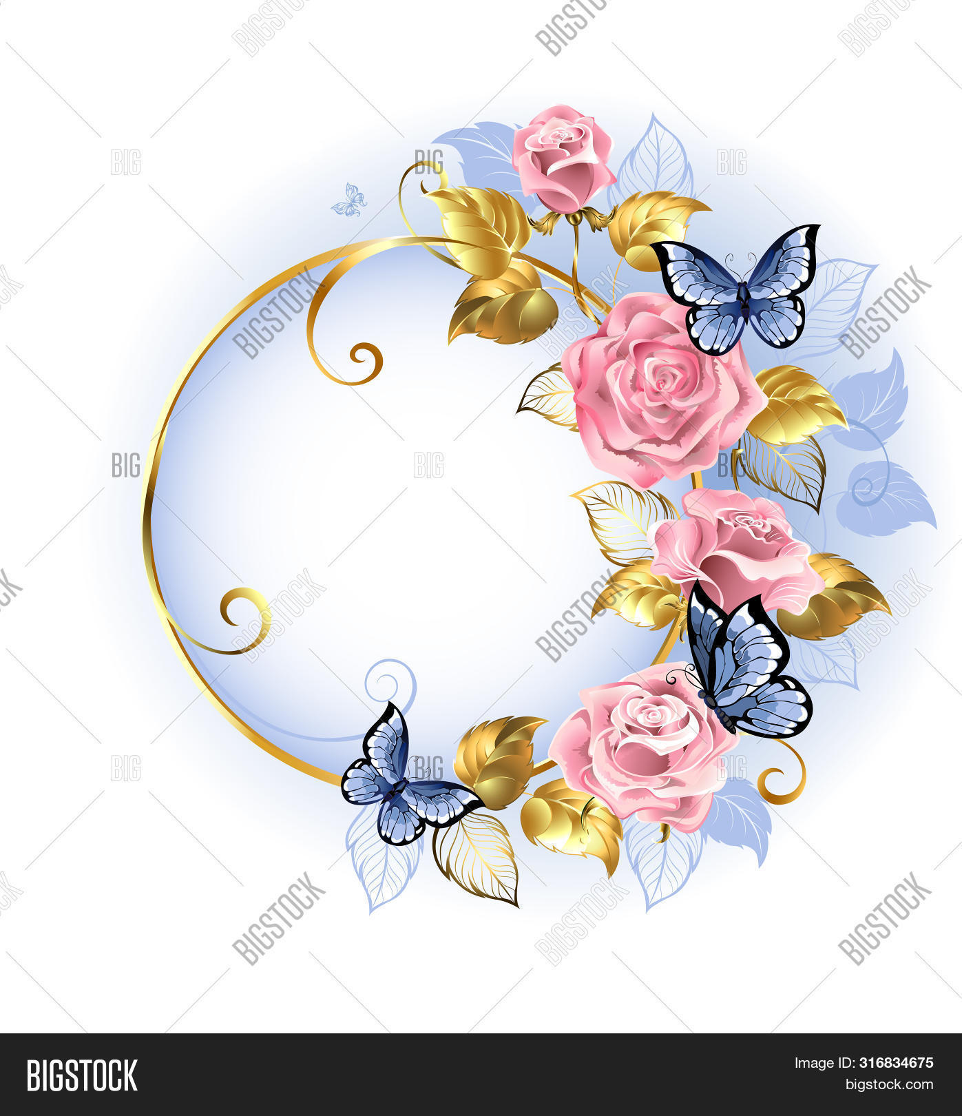 Round Gilded Banner Image Photo Free Trial Bigstock