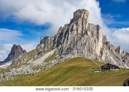 Italy Dolomites Moutnain At Summer - Passo Di Giau. Dolomites Are On Unesco World Heritage List.