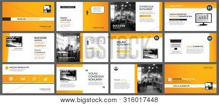 Presentation And Slide Layout Template. Design Orange Keynote In Paper Style Background. Use For Bus