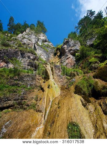 Almbachklamm Waterfall In Berchtesgaden In Germany In Europe Summer Weather