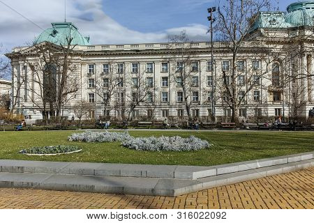 Sofia, Bulgaria - March 17, 2018: Amazing View Of University Of Sofia St. Kliment Ohridski, Bulgaria
