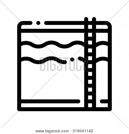 Water Treatment Big Tank With Ladder Vector Icon Sign Thin Line. Water Treatment Linear Pictogram. R