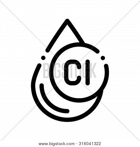 Clorum Liquid Drop Water Treatment Icon Sign Thin Line. Water Treatment Linear Pictogram. Recycling 