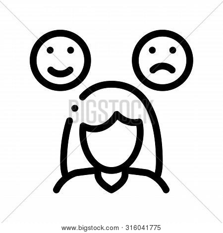 Changeable Mood Symptomp Of Pregnancy Icon Thin Line Sign. Happy Angry Character Woman Silhouette, S