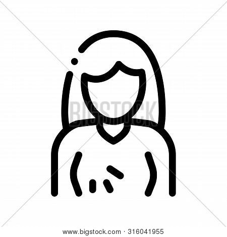 Breast Swelling Symptomp Of Pregnancy Icon Thin Line Sign. Woman Silhouette With Bust Sensitivity, S