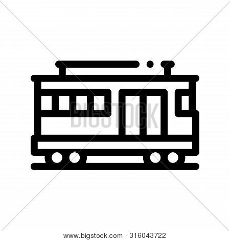 Public Transport Cable Car Thin Line Icon. Cable Car Railway Machine, Urban Passenger Transport Line