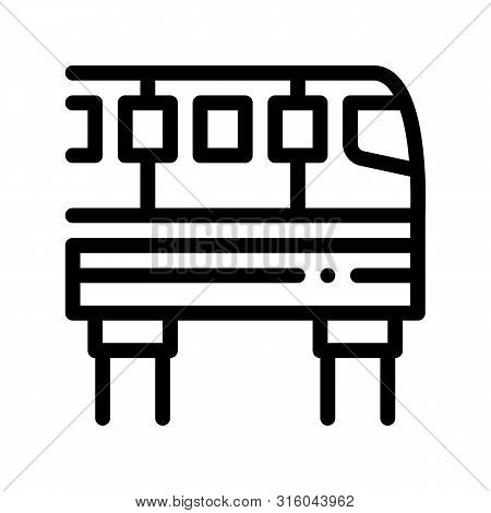 Public Transport Monorail Vector Thin Line Icon. Elevated Monorail Road Train Urban Passenger Transp