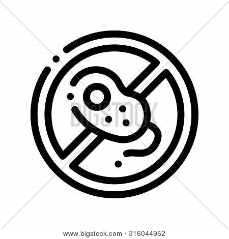 Anti Bacillus Bacteria Thin Line Sign Icon. Forbidden Mark With Bacteria Linear Pictogram. Chemical 
