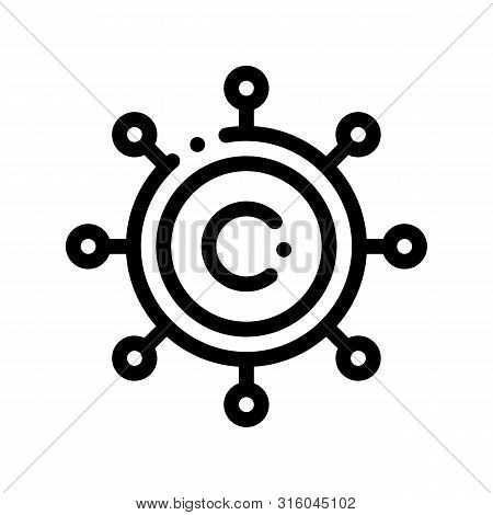 Danger Bacillus Bacteria Vector Thin Line Icon. Kill Circle Micro Organism Bacteria Linear Pictogram