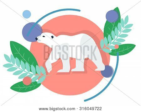 Polar Animal, White Bear. In Minimalist Style. Flat Isometric Raster