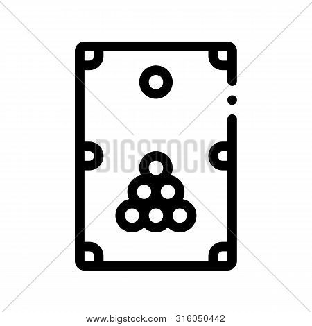 Interactive Game Billiard Thin Line Icon. Balls And Billiard-cue Cue Children Playing Gaming Items F