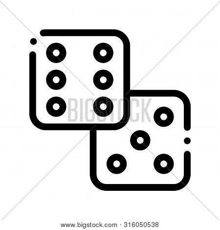 Game Element Glassies Vector Thin Line Sign Icon. Detail Of Table Or Crap Shooting Game, Playing Gam