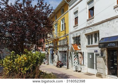 Petrich, Bulgaria - April 6, 2018: Walking People In The Center Of Town Of Petrich, Blagoevgrad Regi