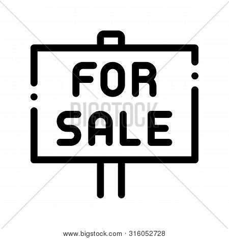 Tablet For Real Estate Sale Vector Thin Line Icon. Announcement Tablet Sale Housing Market Manager B