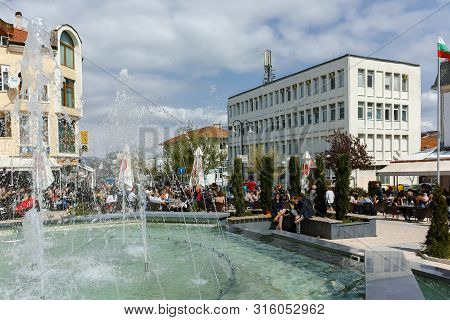 Petrich, Bulgaria - April 6, 2018: Walking People In The Center Of Town Of Petrich, Blagoevgrad Regi