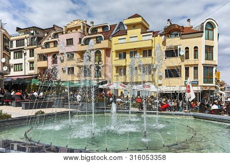 Petrich, Bulgaria - April 6, 2018: Walking People In The Center Of Town Of Petrich, Blagoevgrad Regi