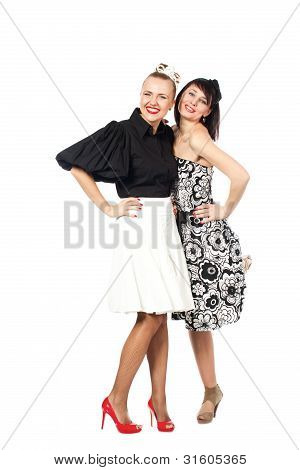 Portrait Of Two Happy, Laughing Girls