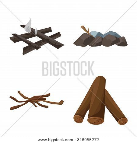 Vector Design Of Timber And Nature Sign. Set Of Timber And Construction Vector Icon For Stock.