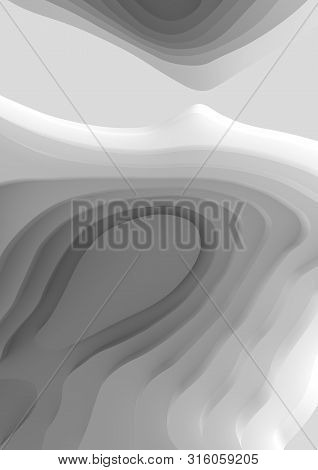 Vertical A4 Banner 3d Landscape Paper Cut Style, Curved Shapes With Gradients, Abstract Geometric Li