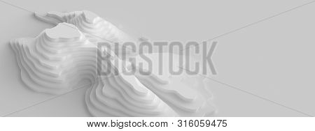 Wide Panorama 3d Landscape Paper Cut Style, Curved Shapes With Gradients, Blank Space, Abstract Geom