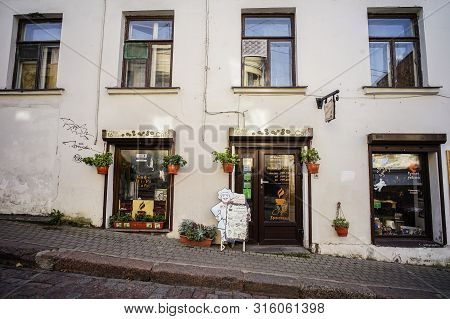 Vyborg, Russia - Oct 6, 2016. Old Buildings In Vyborg, Russia. Vyborg Stands At The Head Of Vyborg B