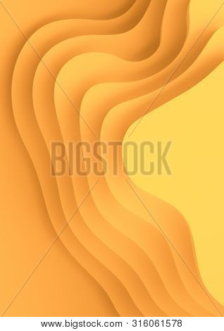 Vertical A4 Banner 3d Landscape Paper Cut Style, Curved Shapes With Warm Color Gradients, Abstract G