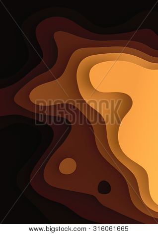 Vertical A4 Banner 3d Landscape Paper Cut Style, Curved Shapes With Warm Color Gradients, Abstract G