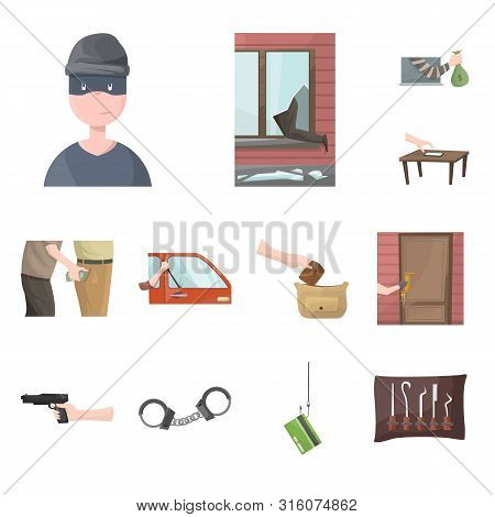 Vector Design Of Criminal And Police Sign. Collection Of Criminal And Robbery Vector Icon For Stock.