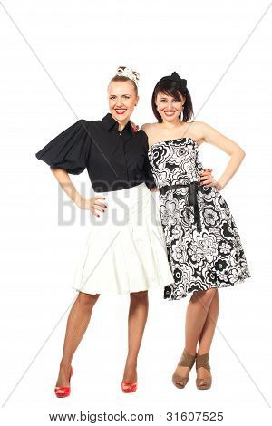 Portrait Of Two Happy, Laughing Girls