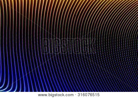 Illustration In 3 D Or Representation In 3 D. Lights Forming Patterns On Black Background. Resource 