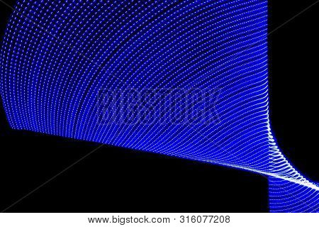 Illustration In 3 D Or Representation In 3 D. Lights Forming Patterns On Black Background. Resource 