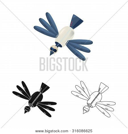 Vector Illustration Of Bird And Wing Sign. Set Of Bird And Animal Vector Icon For Stock.