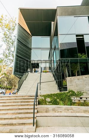 Modern Upmarket Building And Coffee Shop Street Cafe In Rosebank Suburb Of Sandton Johannesburg