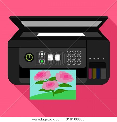 Professional Photo Printer Icon. Flat Illustration Of Professional Photo Printer Vector Icon For Web