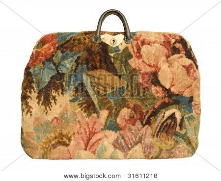 Antike Carpetbag mit einem Blumenmuster