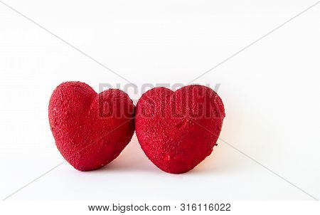Red Heart Cake On A White Background