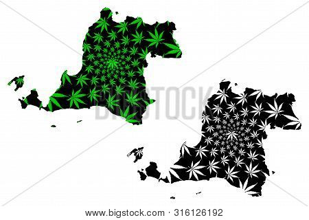 Banten (subdivisions Of Indonesia, Provinces Of Indonesia) Map Is Designed Cannabis Leaf Green And B