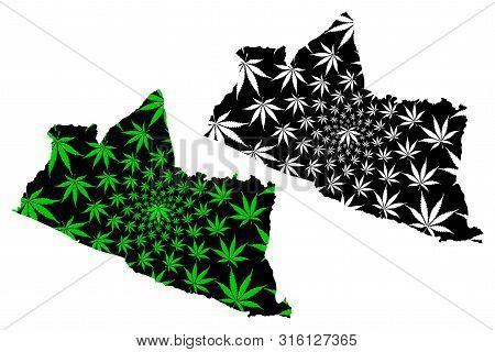 Yogyakarta (subdivisions Of Indonesia, Provinces Of Indonesia) Map Is Designed Cannabis Leaf Green A