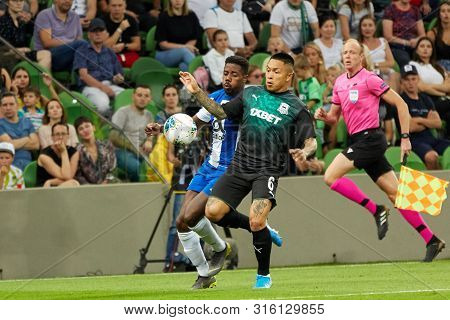 Krasnodar, Russia - August 7, 2019: Cristian Ramirez Of Fc Krasnodar In Action During The Uefa Champ