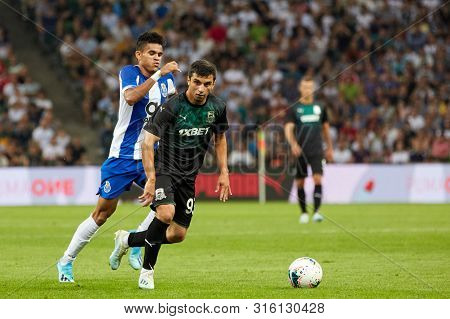 Krasnodar, Russia - August 7, 2019: Shapi Suleymanov Of Fc Krasnodar In Action During The Uefa Champ