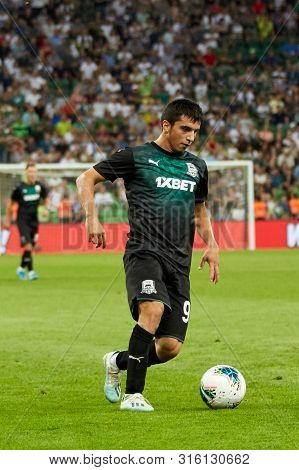 Krasnodar, Russia - August 7, 2019: Shapi Suleymanov Of Fc Krasnodar In Action During The Uefa Champ